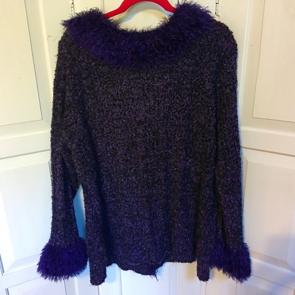 Dressbarn Purple Cardigan Sweater Sparkle - Picture 7 of 8